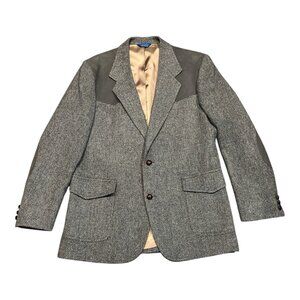 PENDLETON Vintage Western Tweed 2-Button Gray Blazer Sport Coat Jacket 44 Long
